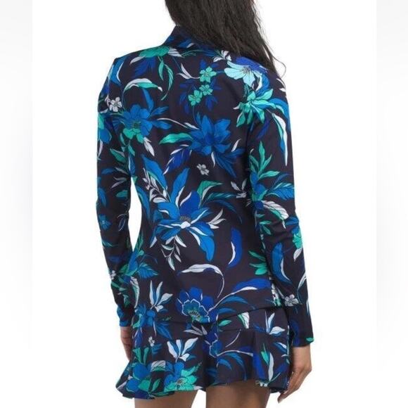 Tommy Bahama UPF 50+ Full Zip Golf Jacket in Blue and Green Floral - Size M - Picture 2 of 8